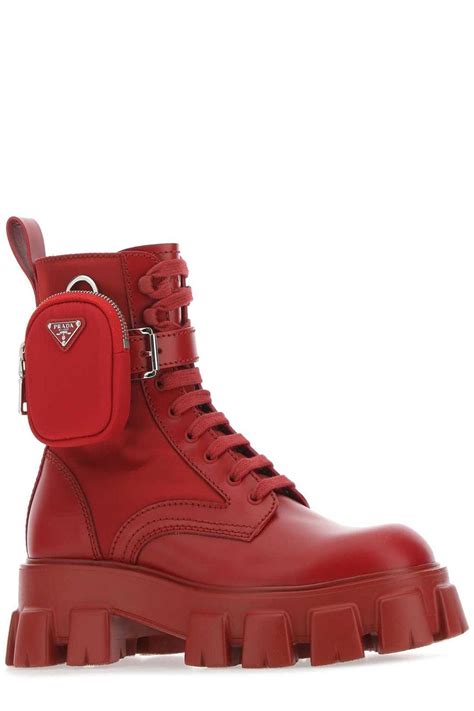 prada red rain boots|prada combat boots with pouches.